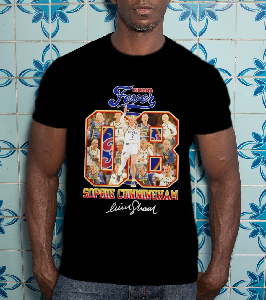 Indiana Fever Sophie Cunningham No 8 Collage WNBA T-Shirt