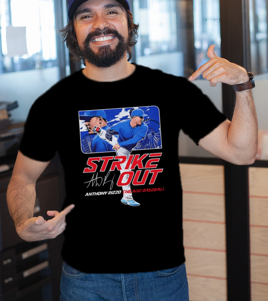 Strike Out Anthony Rizzo Chicago Baseball Pitcher Ferris Wheel Skyline T-Shirt