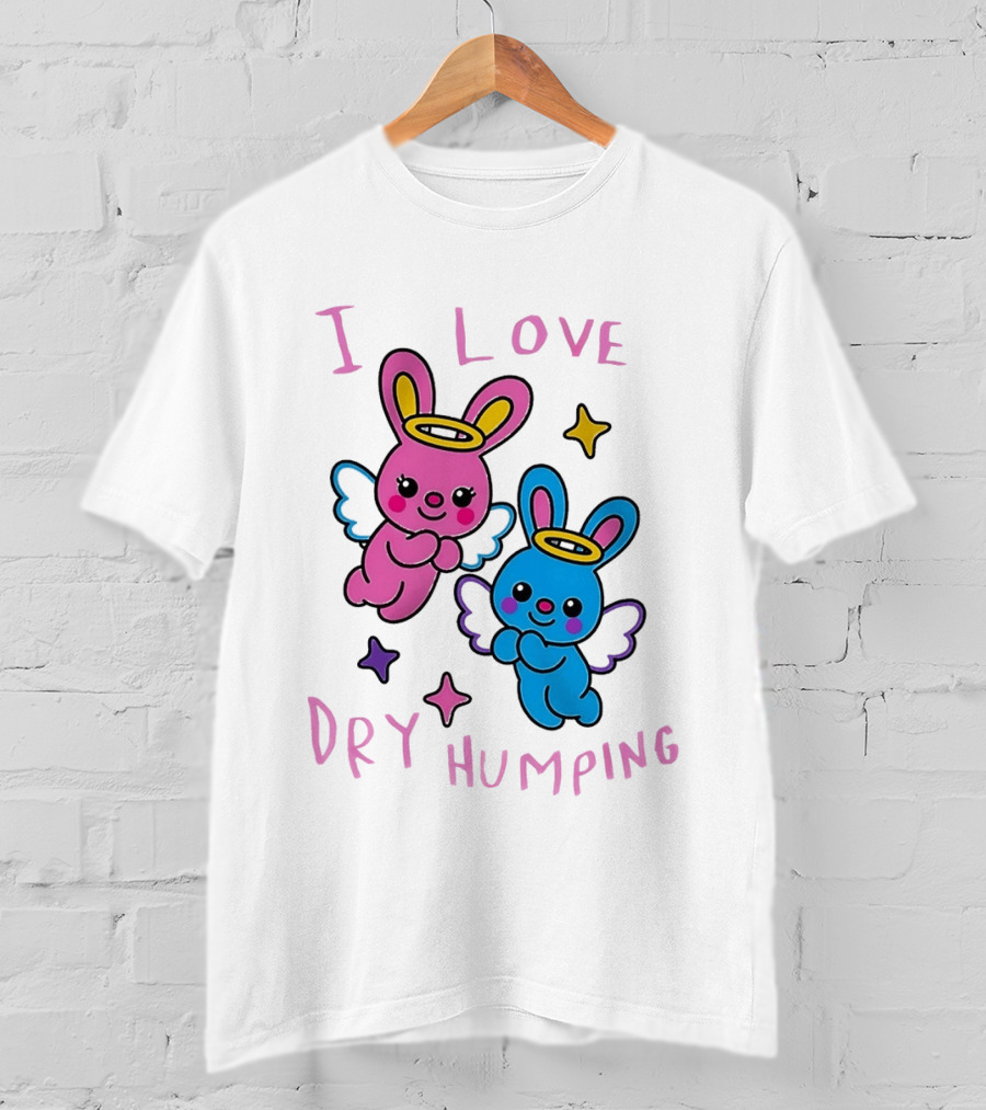 Angel Bunnies I Love Dry Humping Funny Cartoon Characters T-Shirt