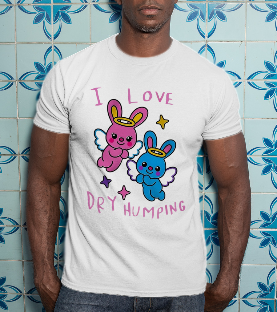 Angel Bunnies I Love Dry Humping Funny Cartoon Characters T-Shirt