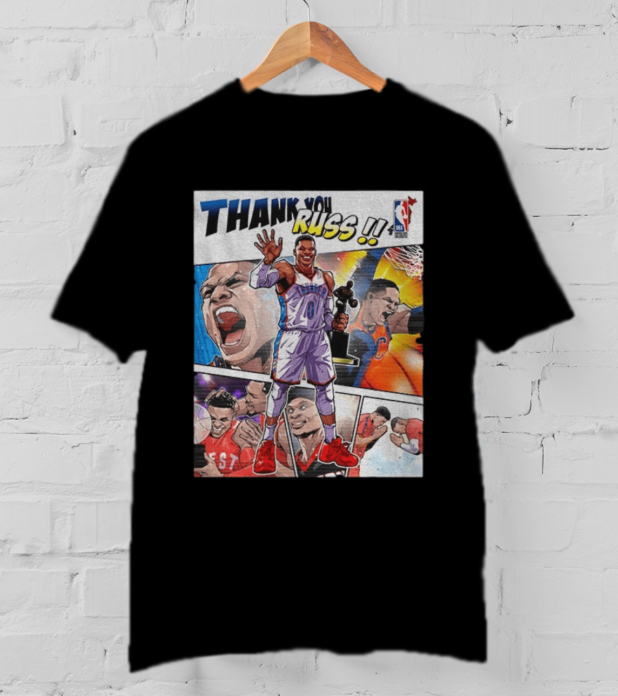 Thank You Russ NBA Tribute Mister Triple Double Legend Iconic Moments T-Shirt