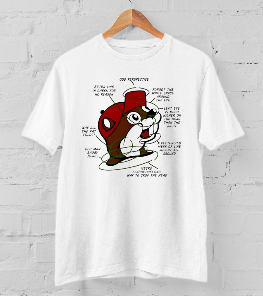 Buc Ee's Odd Perspective Extra Line Vectorized Mess Critique T-Shirt