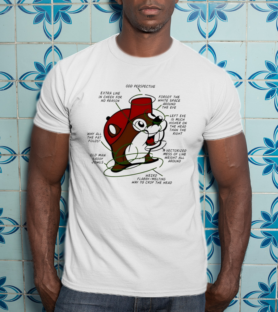 Buc Ee's Odd Perspective Extra Line Vectorized Mess Critique T-Shirt