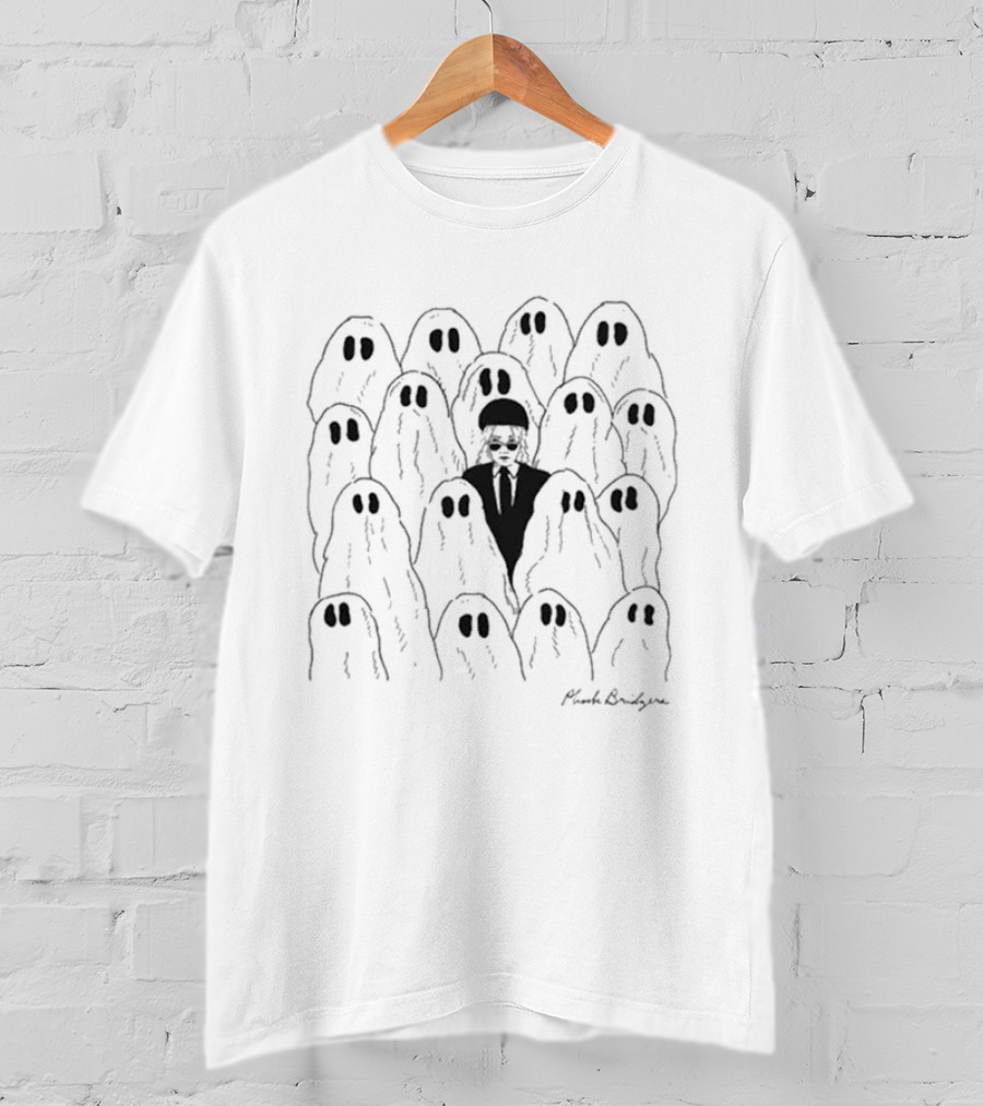 Phoebe Bridgers Ghost Pattern Sketch Black And White Ghosts T-Shirt