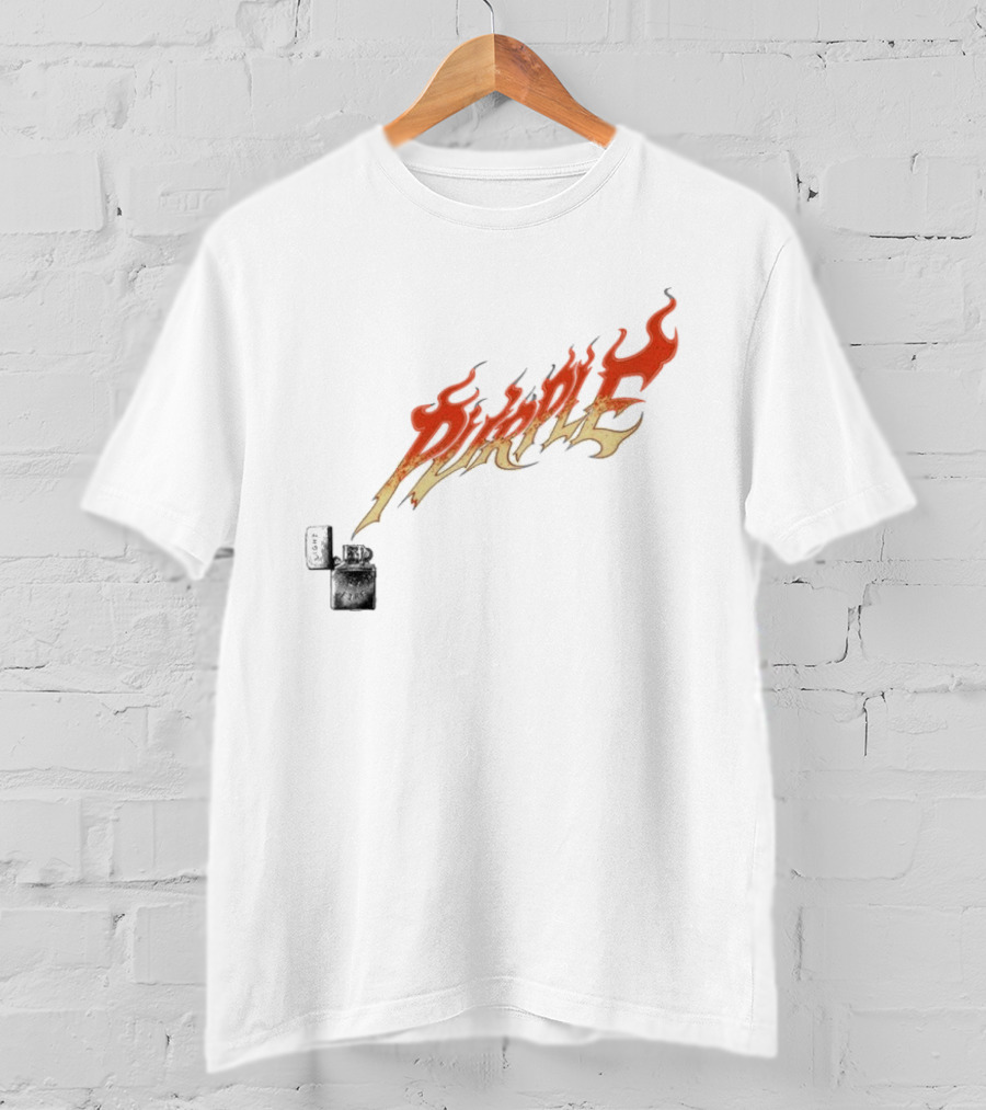 Purple Light My Fire Flame Zippo T-Shirt