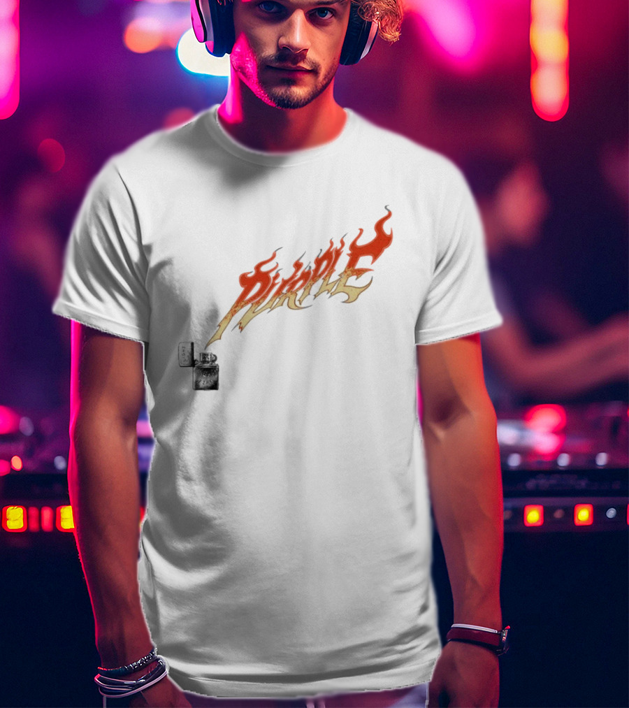 Purple Light My Fire Flame Zippo T-Shirt