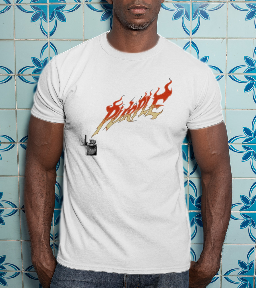 Purple Light My Fire Flame Zippo T-Shirt