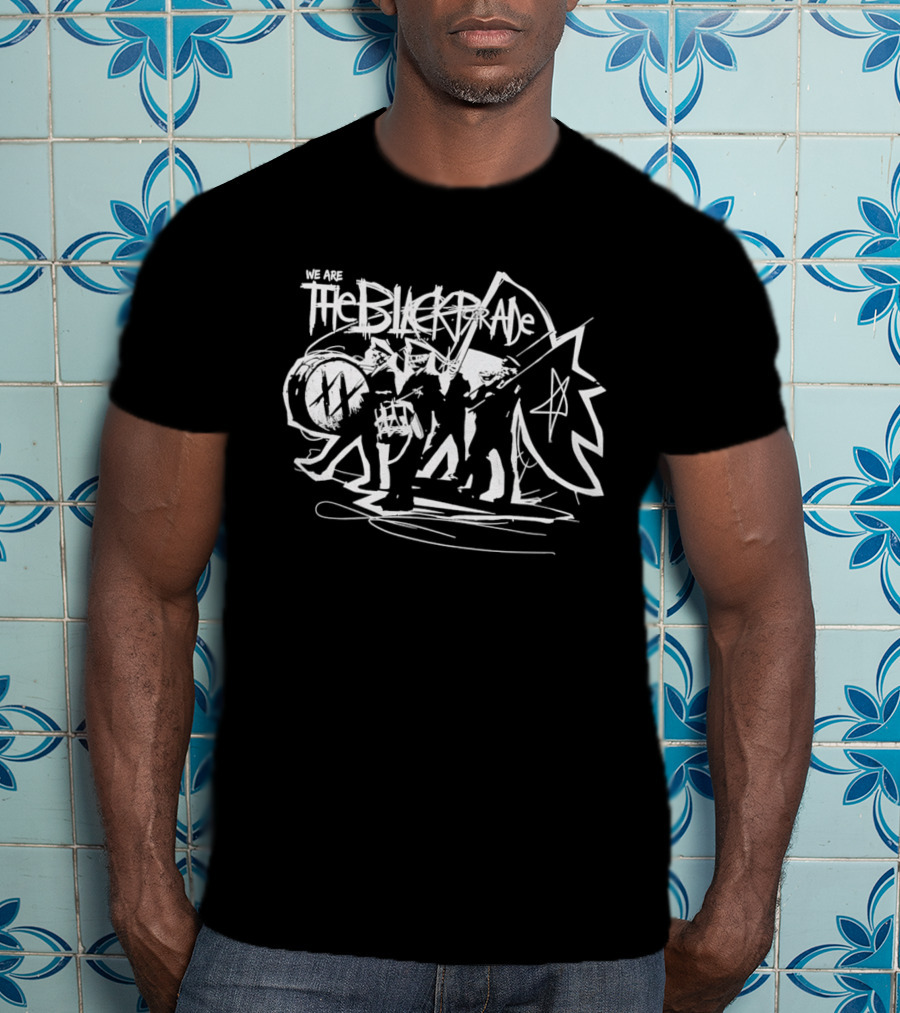 The Black Parade Skeleton Marching Band Drummer Flag Sketch T-Shirt