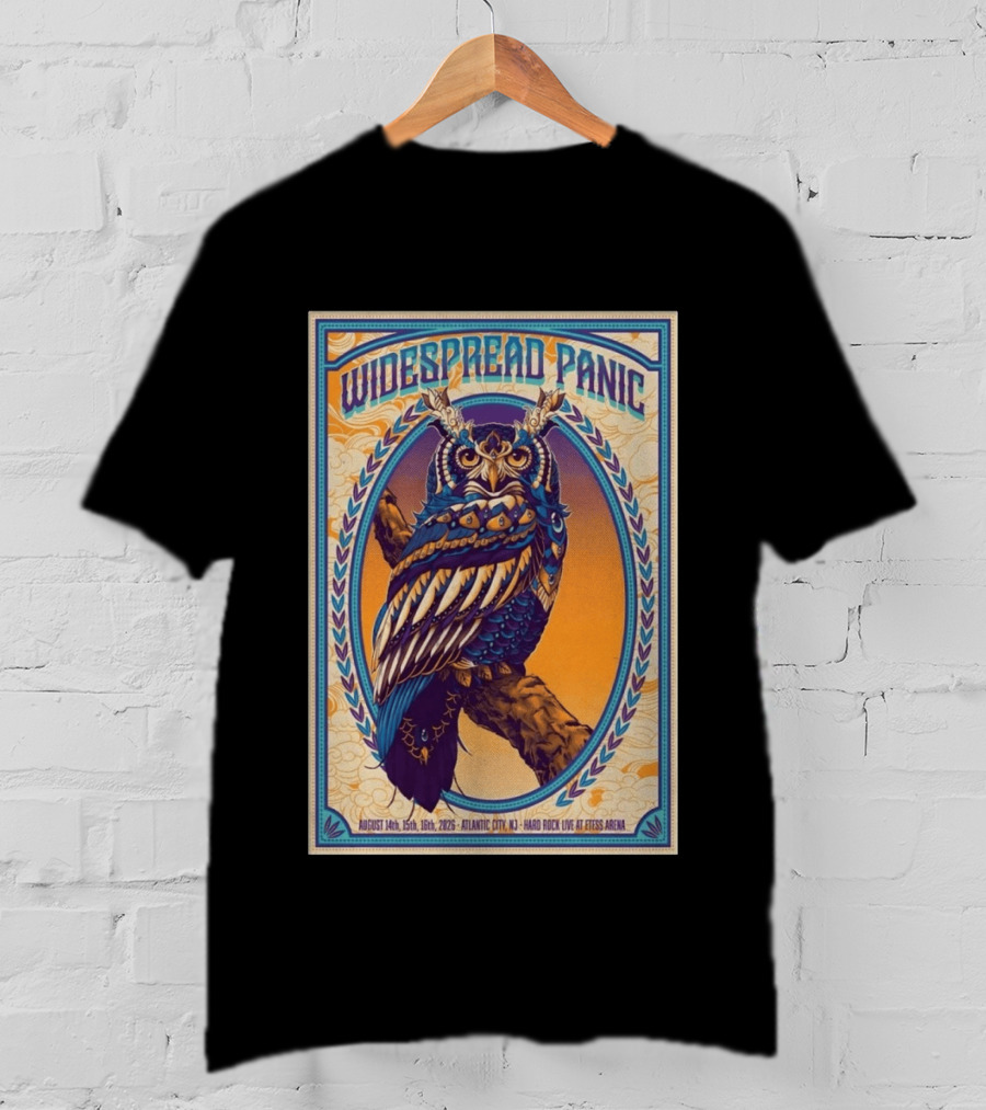 Widespread Panic Atlantic City August 14 16 2026 Hard Rock Live At Etess Arena Owl T-Shirt