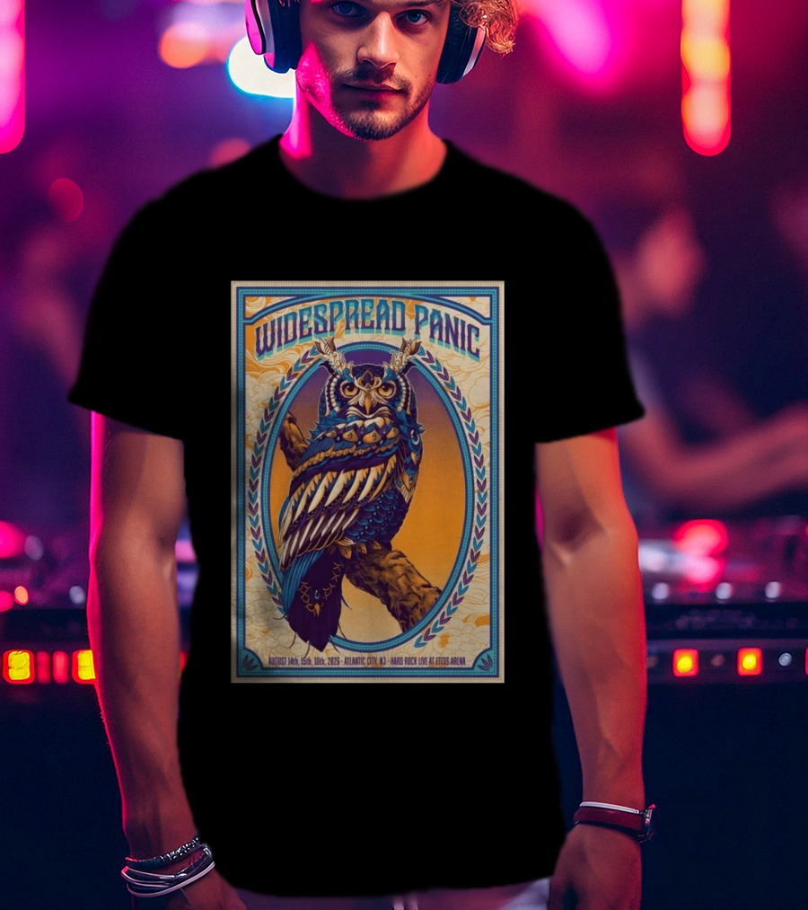 Widespread Panic Atlantic City August 14 16 2026 Hard Rock Live At Etess Arena Owl T-Shirt
