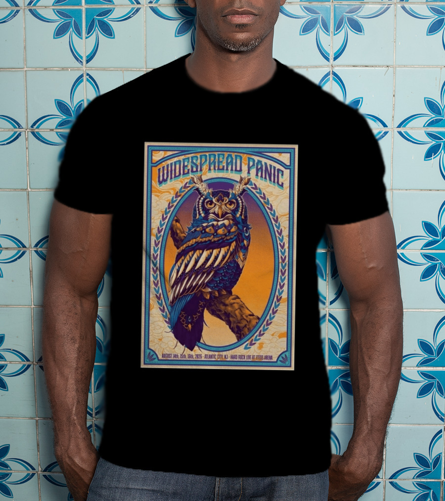 Widespread Panic Atlantic City August 14 16 2026 Hard Rock Live At Etess Arena Owl T-Shirt