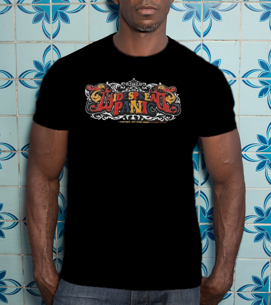 Widespread Panic Aug 14 16 2026 Atlantic City NJ Tour Dates Black And Red Ornate T-Shirt