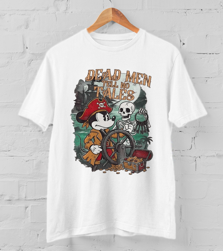 Mickey Mouse Pirate Skeleton Dead Men Tell No Tales Halloween Fantasy Adventure T-Shirt