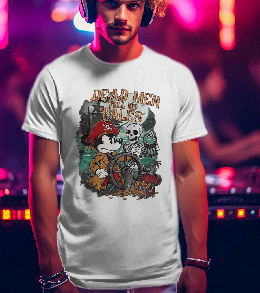 Mickey Mouse Pirate Skeleton Dead Men Tell No Tales Halloween Fantasy Adventure T-Shirt