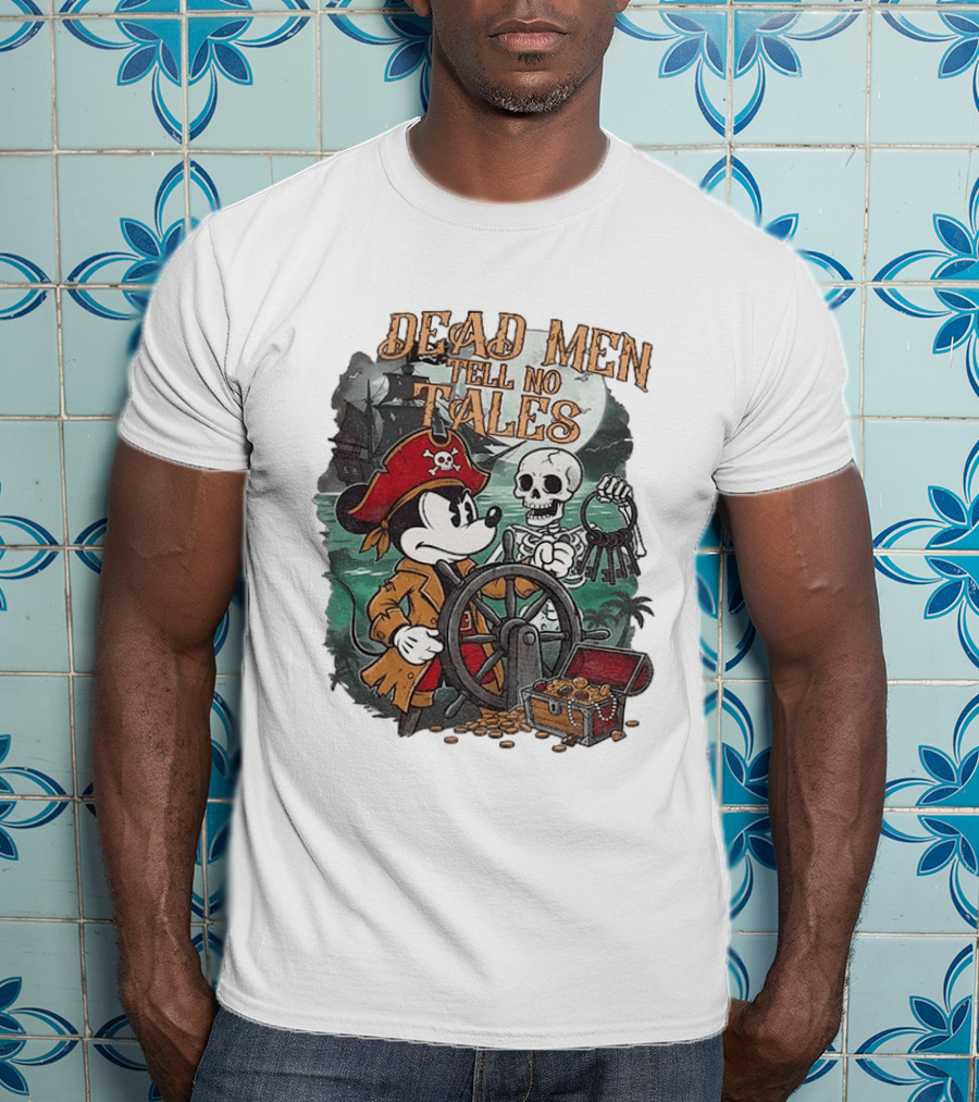 Mickey Mouse Pirate Skeleton Dead Men Tell No Tales Halloween Fantasy Adventure T-Shirt