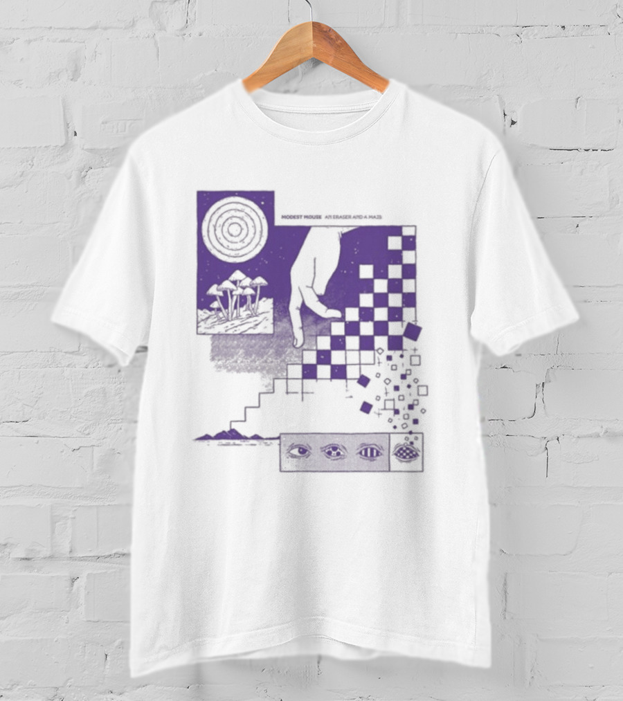 Modest Mouse An Eraser And A Maze Album Artwork Purple Checkerboard T-Shirt