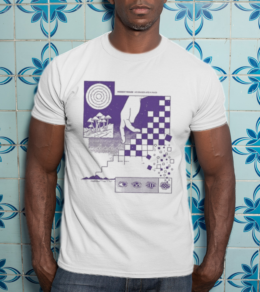 Modest Mouse An Eraser And A Maze Album Artwork Purple Checkerboard T-Shirt