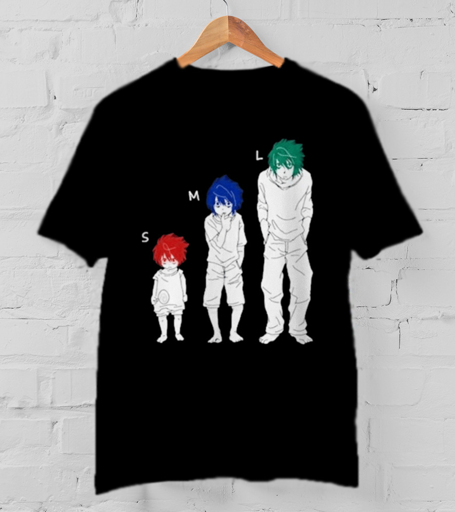 Anime Death Note L Character Evolution Sizes S M L T-Shirt