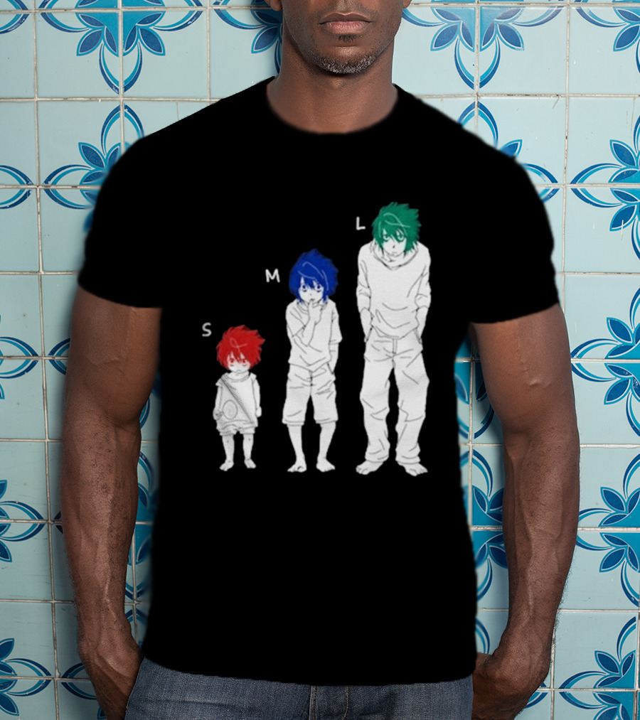 Anime Death Note L Character Evolution Sizes S M L T-Shirt