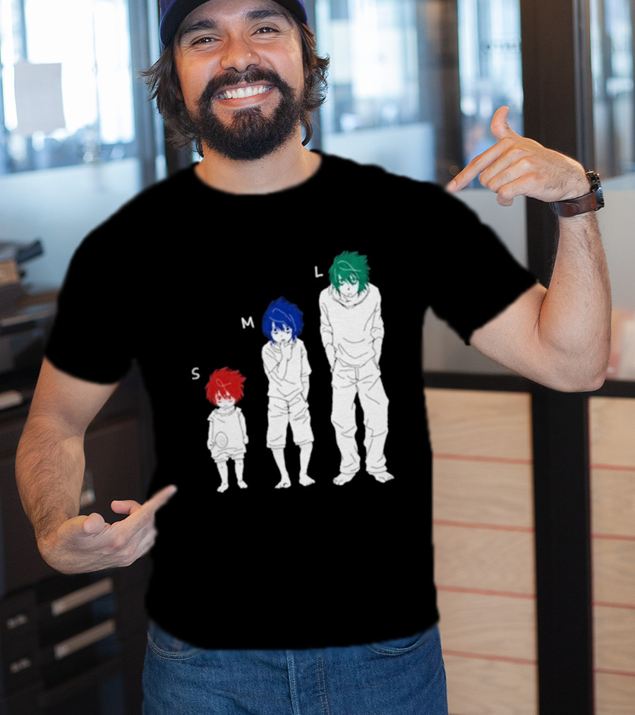 Anime Death Note L Character Evolution Sizes S M L T-Shirt