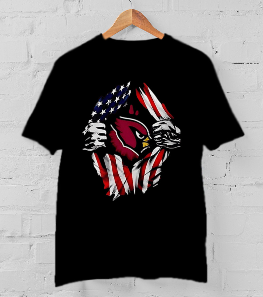 Arizona Cardinals American Flag Bald Eagle Skull Super Man T-Shirt