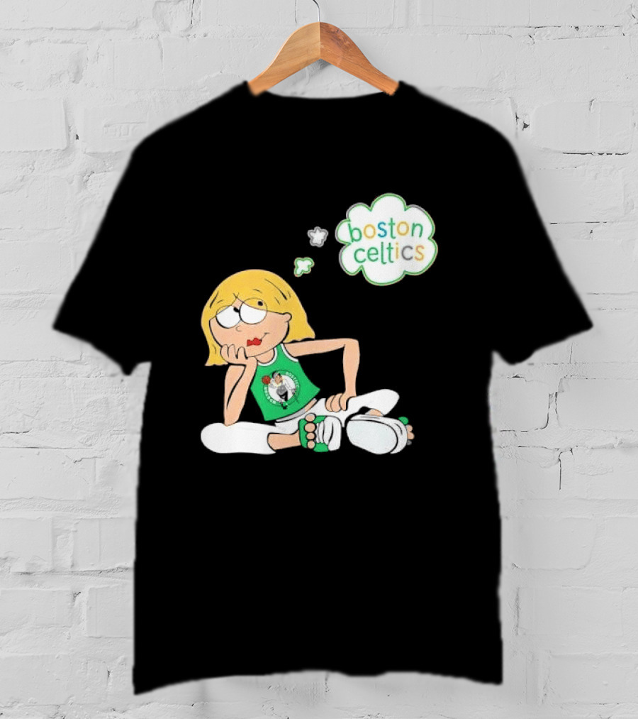 Boston Celtics NBA Cartoon Girl Sitting Thought Bubble T-Shirt