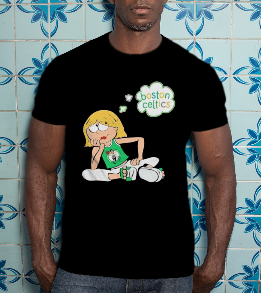 Boston Celtics NBA Cartoon Girl Sitting Thought Bubble T-Shirt
