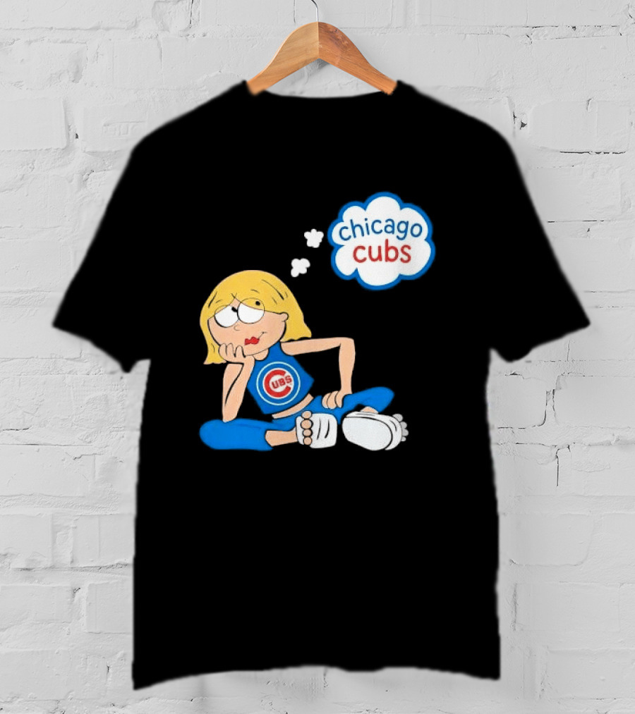 Chicago Cubs MLB Blonde Cartoon Girl Sitting Thought Bubble T-Shirt