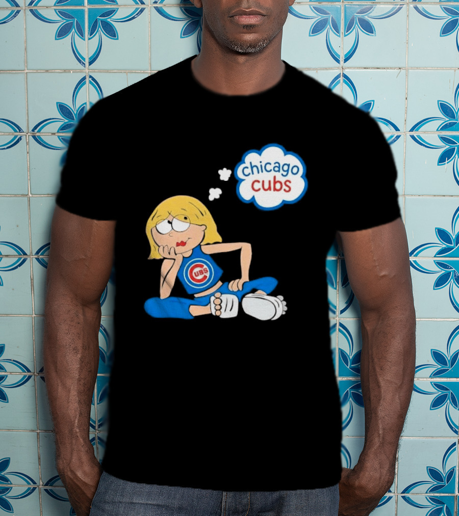 Chicago Cubs MLB Blonde Cartoon Girl Sitting Thought Bubble T-Shirt