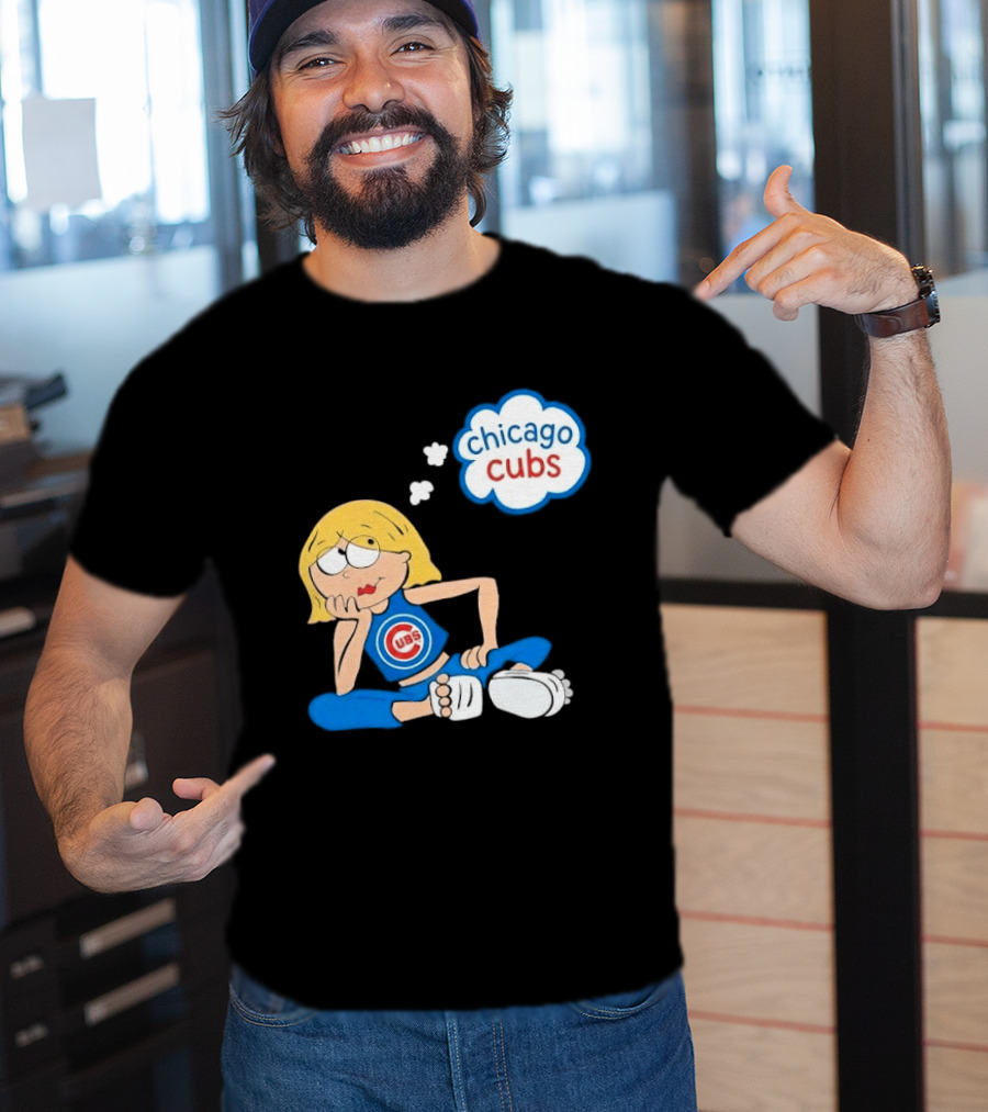 Chicago Cubs MLB Blonde Cartoon Girl Sitting Thought Bubble T-Shirt