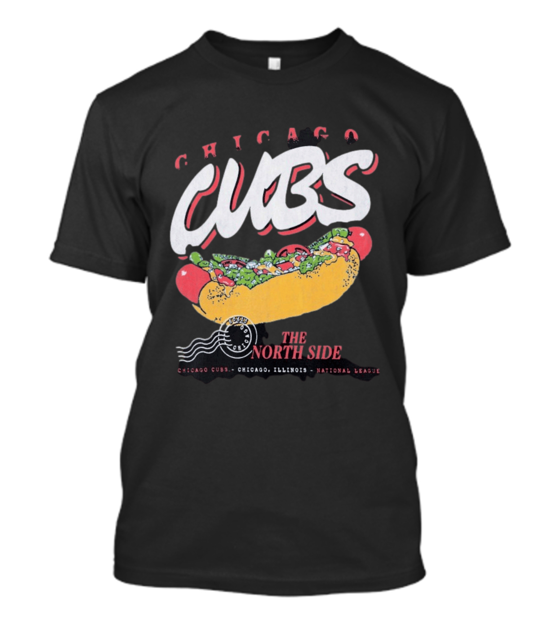 Chicago Cubs The North Side Hot Dog Chicago Illinois National League T-Shirt