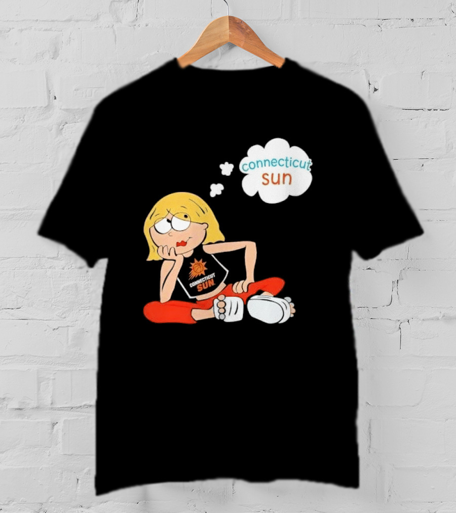 Connecticut Sun WNBA Cartoon Blonde Girl Thought Bubble T-Shirt