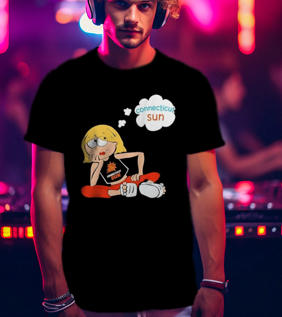 Connecticut Sun WNBA Cartoon Blonde Girl Thought Bubble T-Shirt