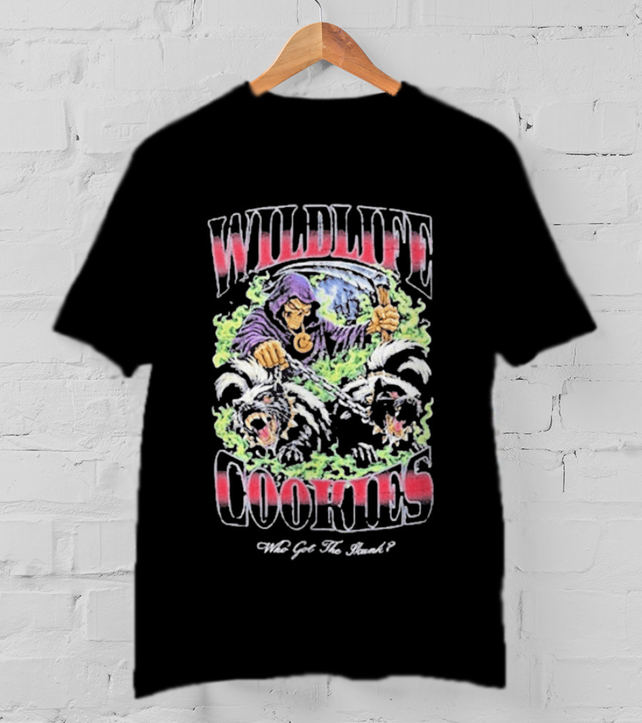 Wildlife Cookies Who Got The Skunk Character And Skulls T-Shirt