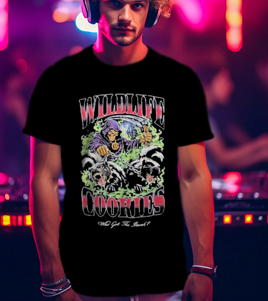 Wildlife Cookies Who Got The Skunk Character And Skulls T-Shirt