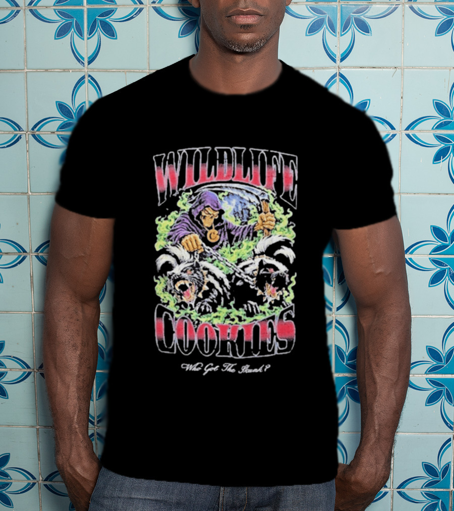 Wildlife Cookies Who Got The Skunk Character And Skulls T-Shirt