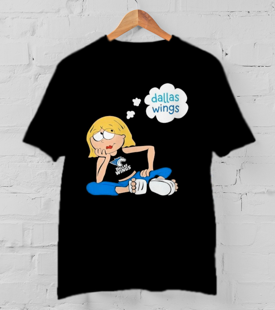 Dallas Wings WNBA Cartoon Blonde Girl Daydreaming Thought Bubble T-Shirt