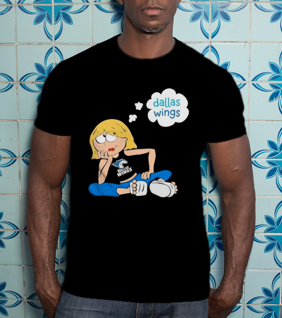 Dallas Wings WNBA Cartoon Blonde Girl Daydreaming Thought Bubble T-Shirt