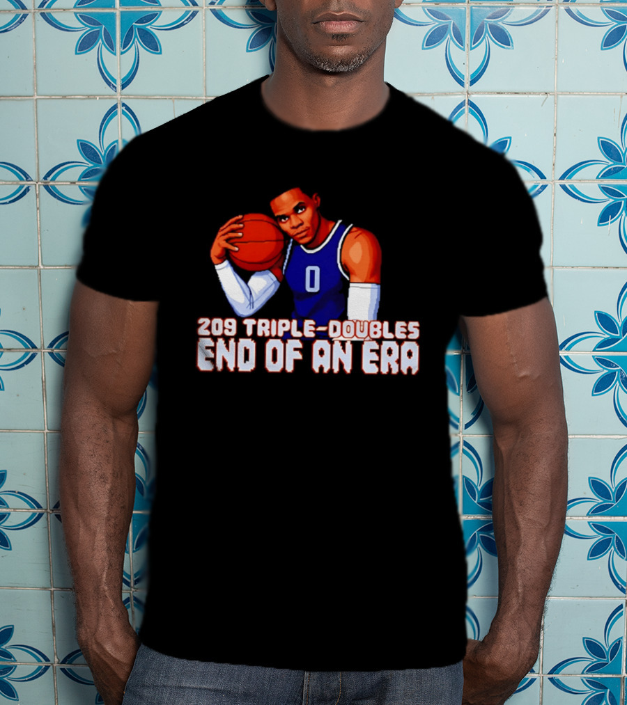 Russell Westbrook 209 Triple Doubles End Of An Era Basketball Legend Pixel T-Shirt