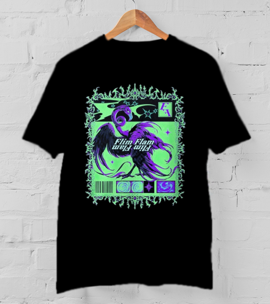 Flim Flam Flamingo Comic Cover Retro Art With Psychedelic Patterns And Barcode T-Shirt