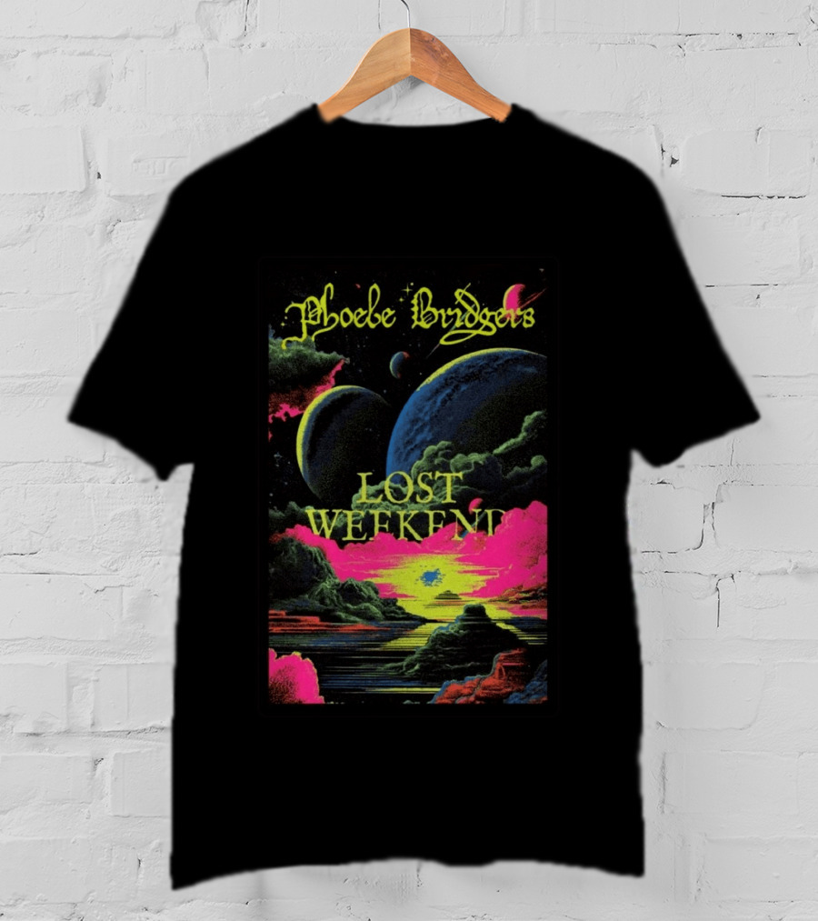 Phoebe Bridgers Lost Weekend 2026 Cosmic Event Planets Clouds Neon T-Shirt