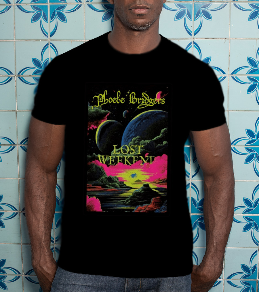 Phoebe Bridgers Lost Weekend 2026 Cosmic Event Planets Clouds Neon T-Shirt