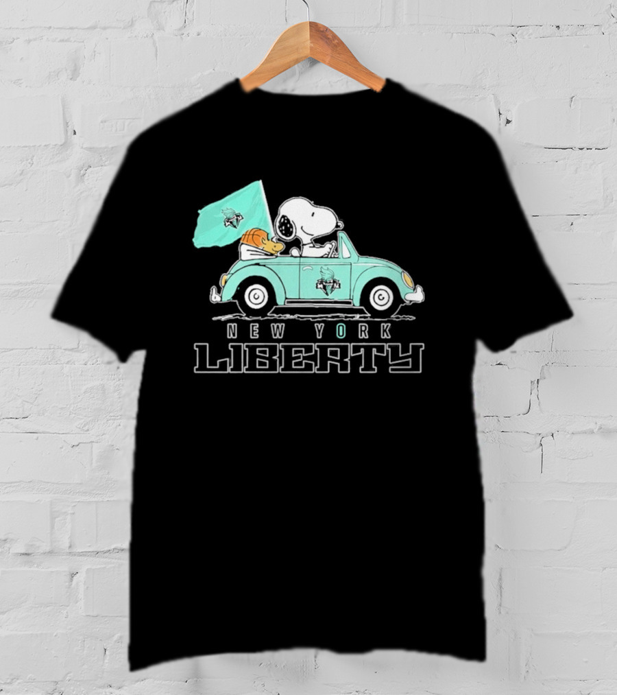 Snoopy Driving Car New York Liberty WNBA Basketball T-Shirt