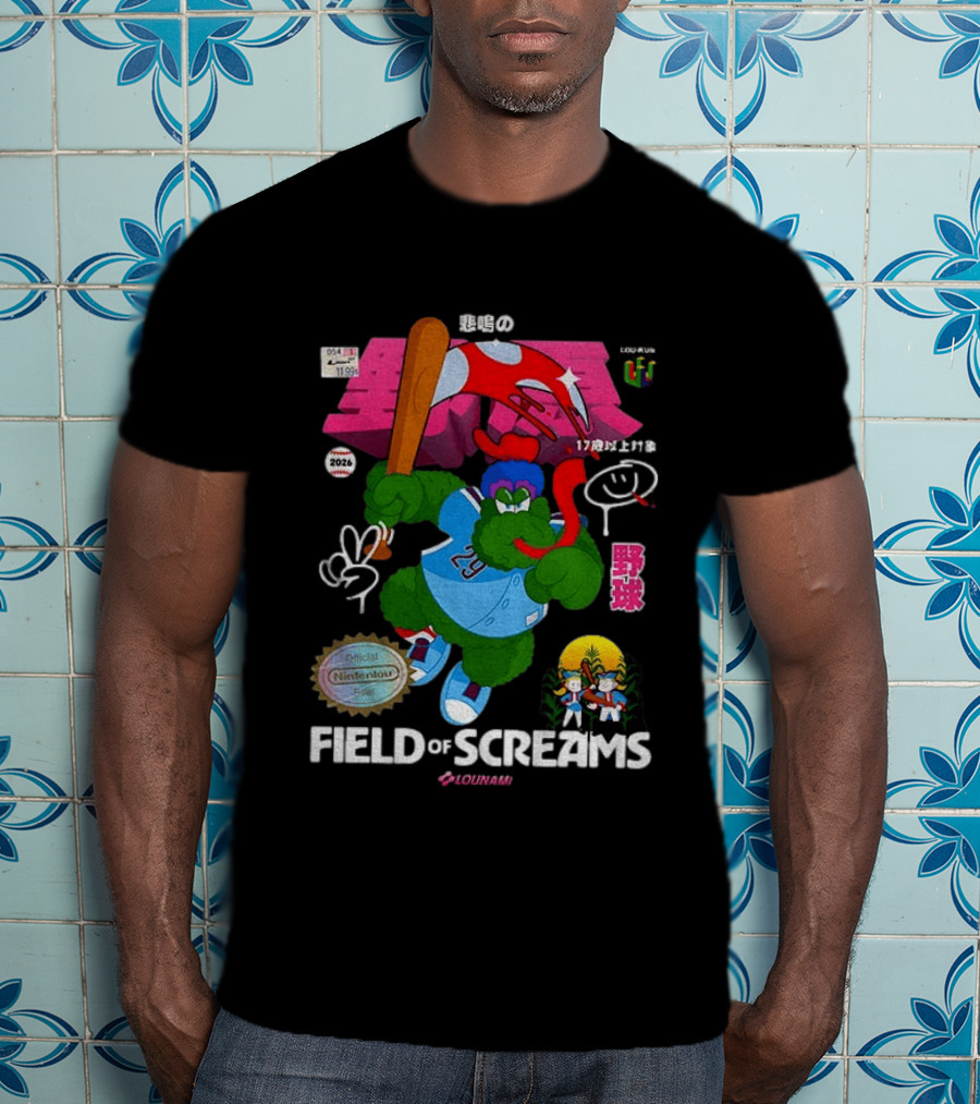 MLB 2026 Phillies Vs Twins Field Of Screams Featuring Konami Nintendo Baseball T-Shirt