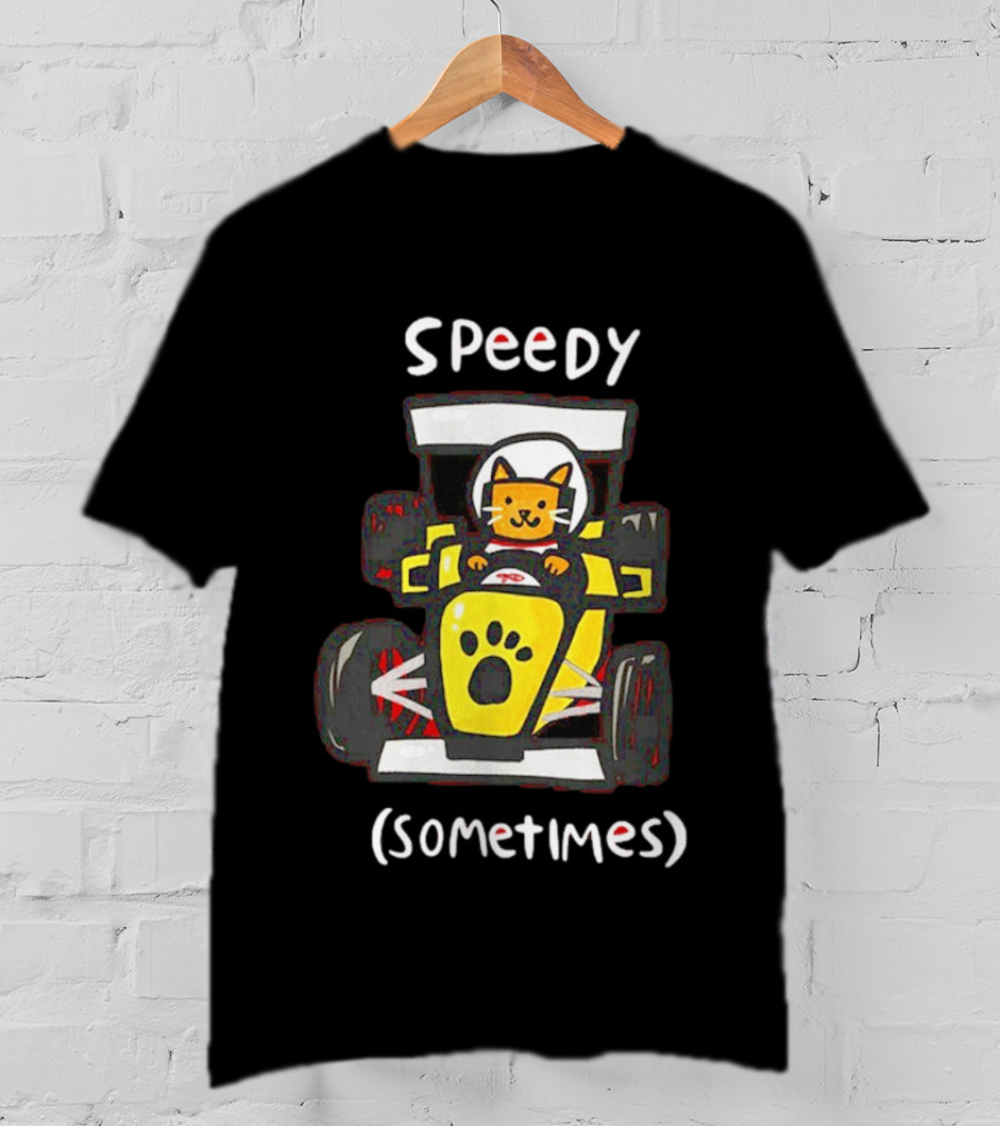 Speedy Sometimes Cat Racecar Paw Print Racing T-Shirt