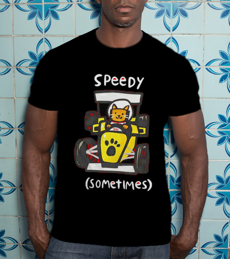 Speedy Sometimes Cat Racecar Paw Print Racing T-Shirt