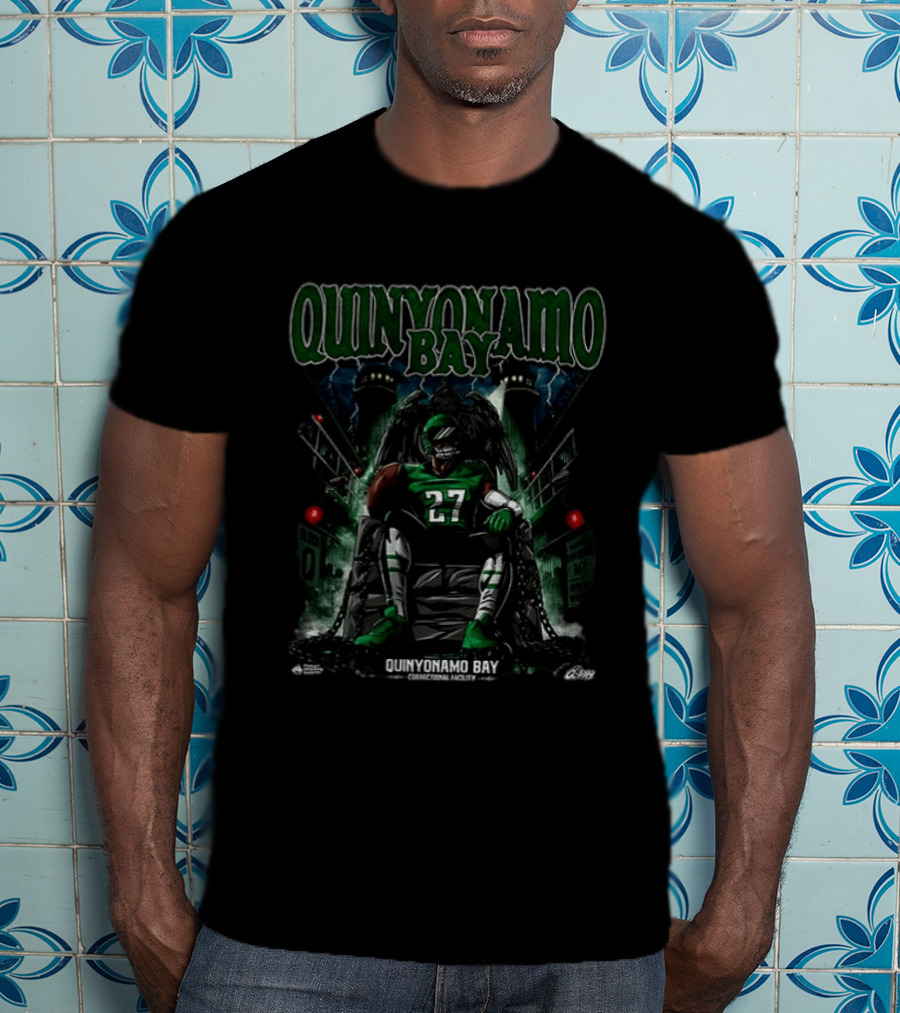 Quinyonamo Bay Philadelphia Eagles 27 Football Player Correctional Facility Mockup T-Shirt