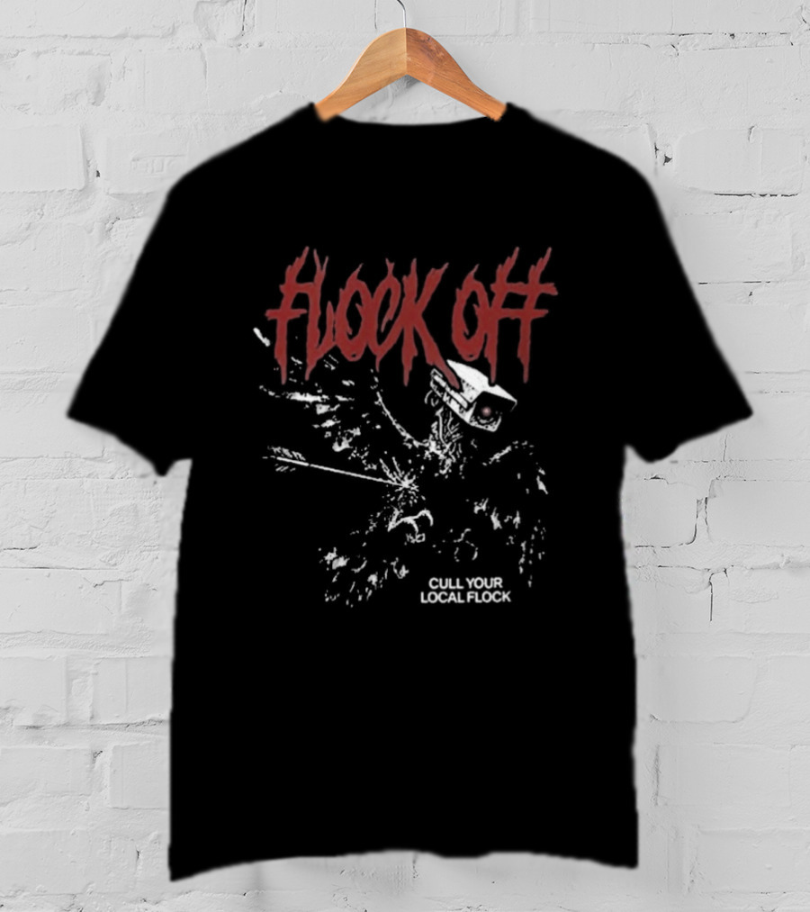 Tucker Carlson Flock Off Cull Your Local Flock Skeleton Bird Red T-Shirt