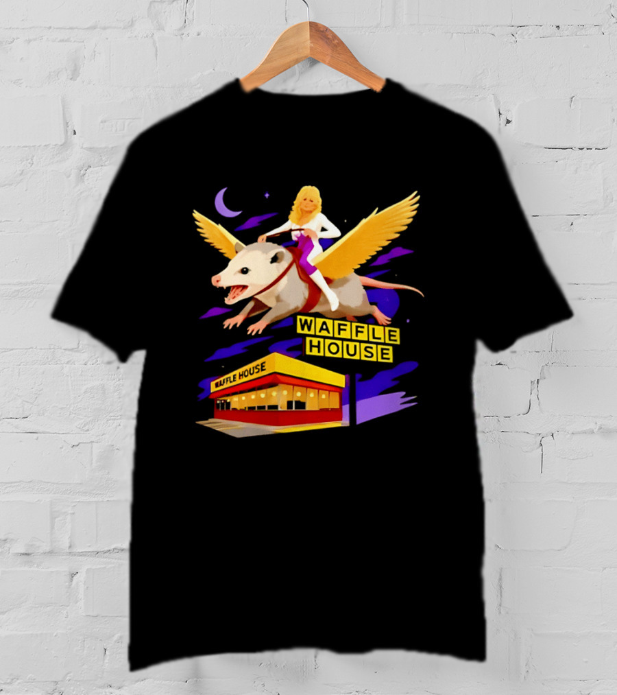Waffle House Dolly Parton Flying Opossum Adventure T-Shirt