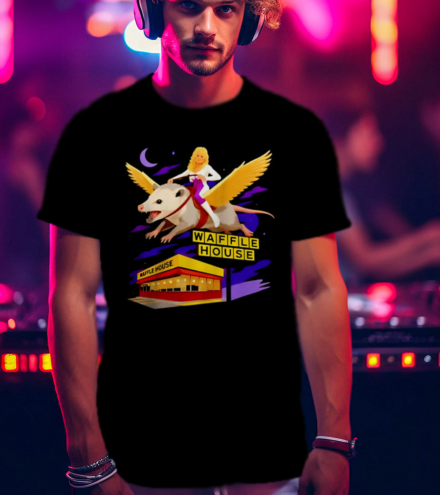 Waffle House Dolly Parton Flying Opossum Adventure T-Shirt